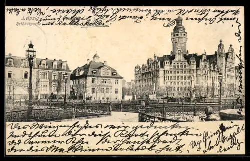AK Leipzig, Rathauspartie mit Anlage