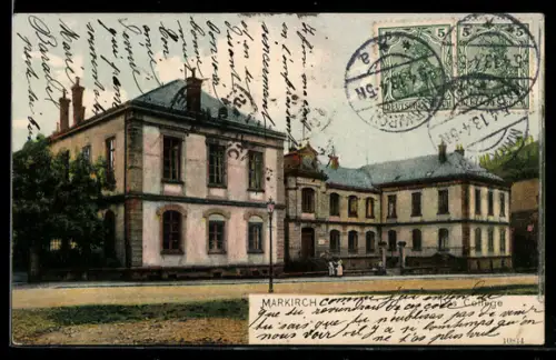 AK Markirch, Stadtansicht mit grossem Gebäude