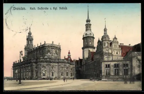 AK Dresden, Kath. Hofkirche, Kgl. Schloss