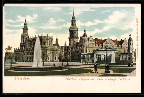 AK Dresden, Katholische Hofkirche und Königliches Schloss