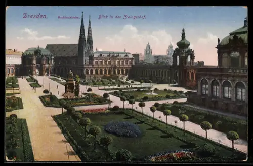 AK Dresden, Sophienkirche, Blick in den Zwingerhof