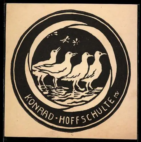 Exlibris Konrad Hoffschulte, Möwen im Kreis