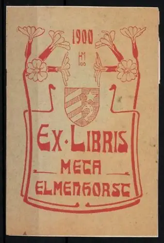 Exlibris Meta Elmenhorst, Florale Elemente und Wappen