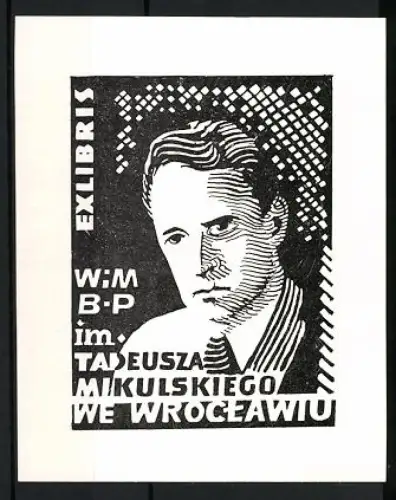 Exlibris Tadeusza Mikulskiego, Portrait des polnischen Autors