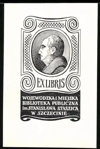 Exlibris Stanislaw Staszic, Portrait des Schriftsteller im Profil
