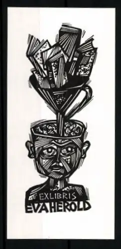 Exlibris Eva Herold, Büchertrichterkopf