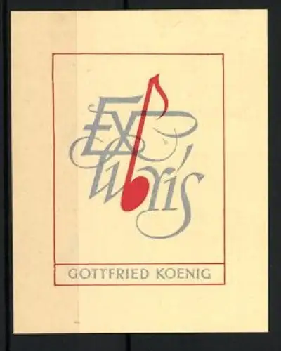 Exlibris Gottfried Koenig, Musikalische Note im Design