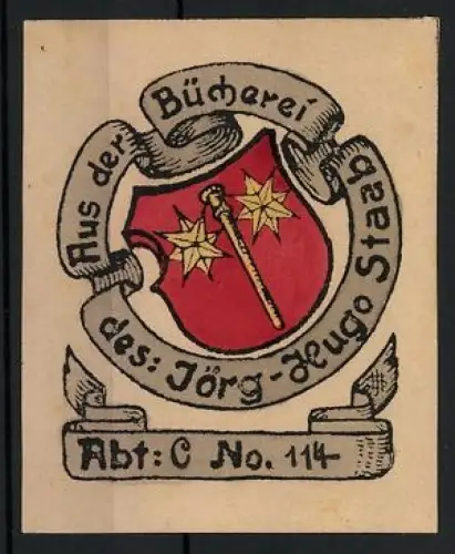 Exlibris Jörg-Hugo Staab, Wappen mit zwei Sternen