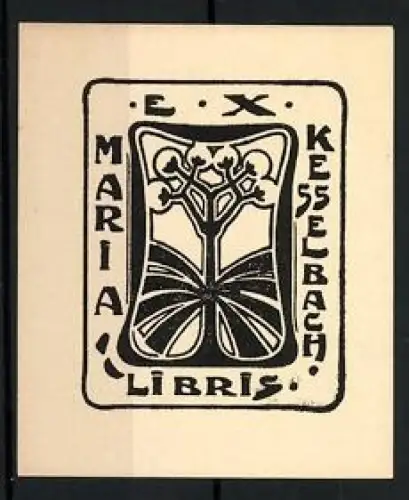 Exlibris Maria Kesselbach, Baum und Blätter