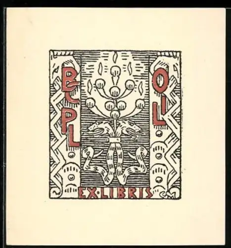 Exlibris Kerzenständer mit Verzierungen