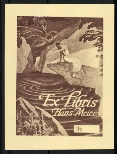 Exlibris Hans Meier, Frau am Wasserufer