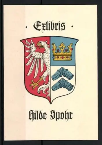 Exlibris Hilde Spohr, Wappen mit Adler und Krone