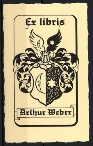 Exlibris Arthur Weber, Wappen mit Mond und Stern