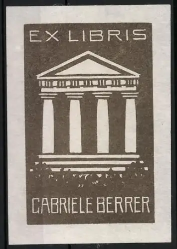 Exlibris Gabriele Berrer, Antiker Tempel mit Säulen