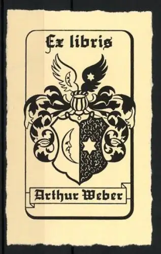 Exlibris Arthur Weber, Wappen mit Adler und Stern