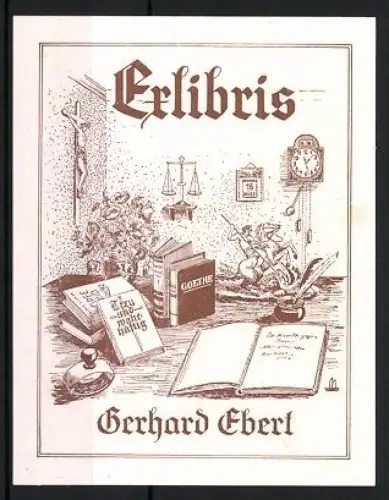 Exlibris Gerhard Ebert, Bücher und Waage