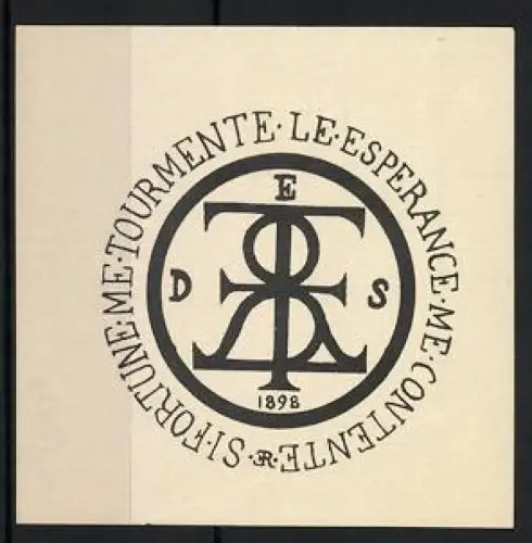 Exlibris mit Monogramm und französischem Wahlspruch, 1898