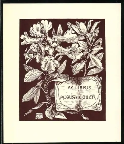 Exlibris Auguste Kichler, Blühende Pflanzenillustration