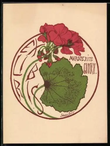 Exlibris Marguerite Goury, Blumenmotiv im Jugendstil