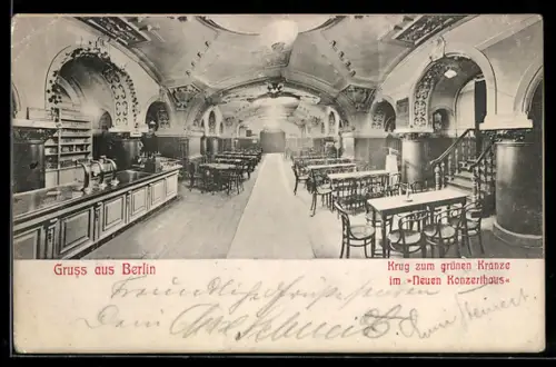 AK Berlin, Krug zum grünen Kranze im Neuen Konzerthaus, Innenansicht, Gendarmenmarkt