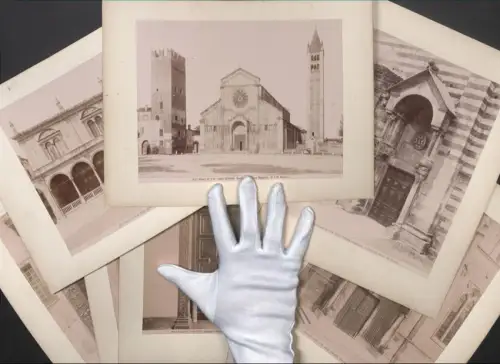 8 Fotografien Ed. Alinari, Ansicht Verona, Basilica di S. Zeno Maggiore, Palazzo del Consiglio, Cattedrale