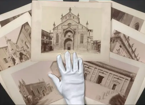 9 Fotografien Ed. Alinari, Ansicht Verona, Cattedrale, Porta Palio, Chiesa di S. Anastasia e di S. Pietro Martire