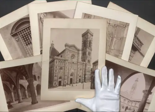 15 Fotografien Ed. Alinari, Ansicht Firenze, La Facciata della cattedrale, Chiesa di S. Croce, Casino Mediceo