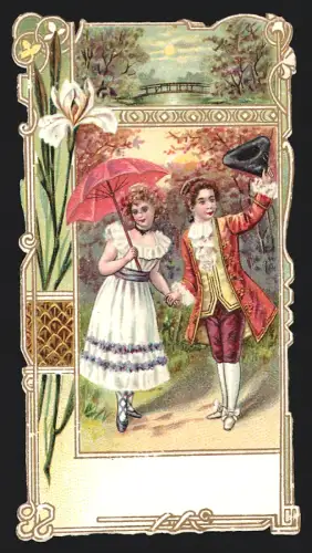 Künstler-Sammelbild Cambrai, Cardon-Duverger, La Chicorée Extra a la Boulangère, Paaer beim Spaziergang