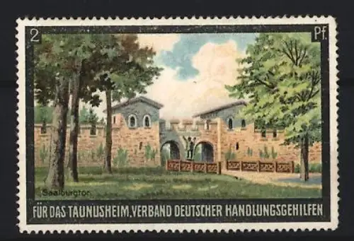 Reklamemarke Saalburg, Verband deutscher Handlungsgehilfen für das Taunusheim, Schlossansicht