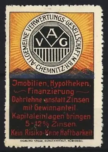 Reklamemarke Chemnitz, Allgemeine Verwertungs-Gesellschaft, Emblem mit Sonnenstrahlen