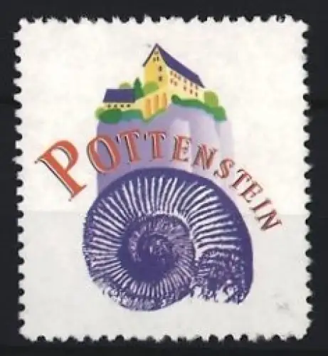 Reklamemarke Pottenstein, Pottenstein, Ammonit und Burg