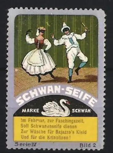 Reklamemarke Schwan-Seife, Tänzer im Fasching