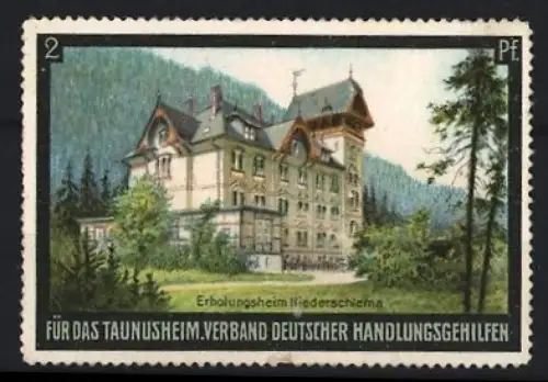 Reklamemarke Niederschlema, Verband deutscher Handlungsgehilfen für das Taunusheim, Erholungsheim