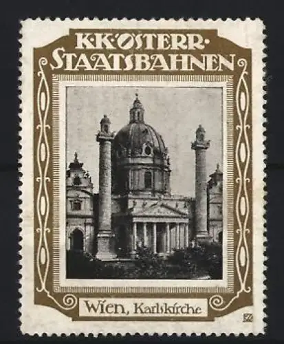 Reklamemarke Wien, K.K. Österreichische Staatsbahnen, Karlskirche