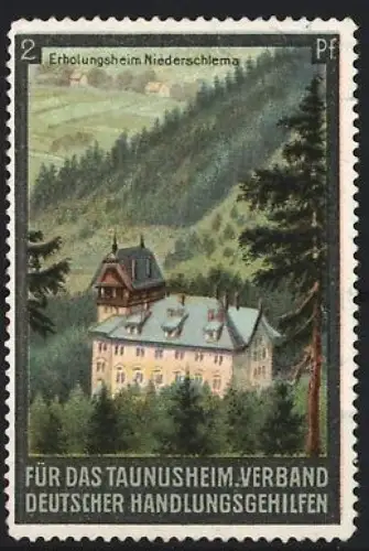 Reklamemarke Niederschlema, Verband deutscher Handlungsgehilfen für das Taunusheim, Erholungsheim
