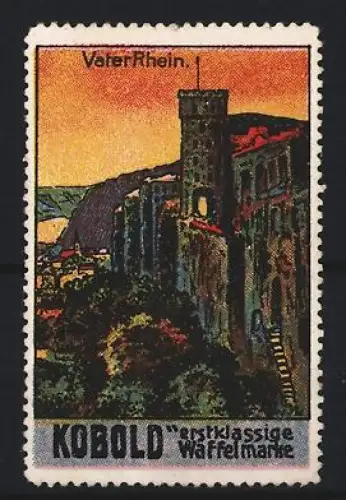 Reklamemarke Waffelmarke Kobold, Burg am Rhein