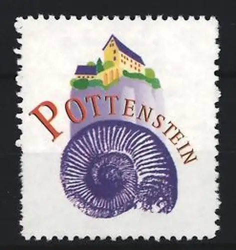 Reklamemarke Pottenstein, Ammonit und Burg