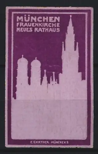 Reklamemarke München, Frauenkirche und neues Rathaus