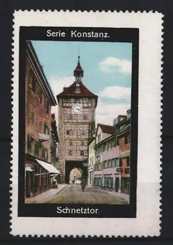 Reklamemarke Konstanz, Schnetztor, Turm mit Uhr