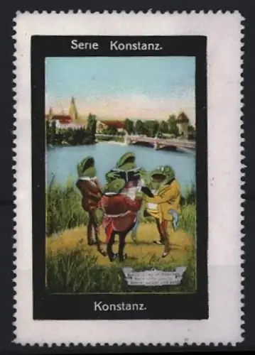 Reklamemarke Konstanz, Frösche als Sänger-Quartett am Seeufer