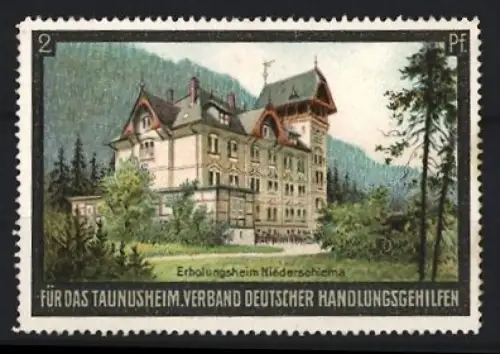 Reklamemarke Niederschlema, Verband deutscher Handlungsgehilfen für das Taunusheim, Erholungsheim