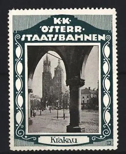 Reklamemarke Krakau, K.K. Österreichische Staatsbahnen, Marienkirche