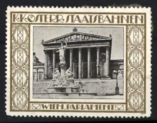 Reklamemarke Wien, K.K. Österr. Staatsbahnen, Parlament