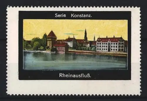 Reklamemarke Konstanz, Rheinausfluss, Ortsansicht