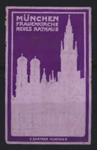 Reklamemarke München, Frauenkirche und neues Rathous, Silhouetten