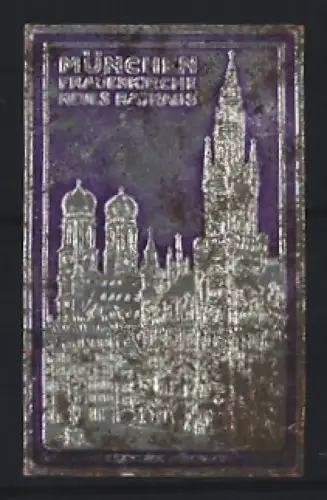 Reklamemarke München, Frauenkirche und Neues Rathaus, Stadtsilhouette