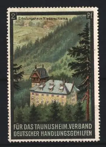 Reklamemarke Niederschlema, Verband deutscher Handlungsgehilfen für das Taunusheim, Erholungsheim