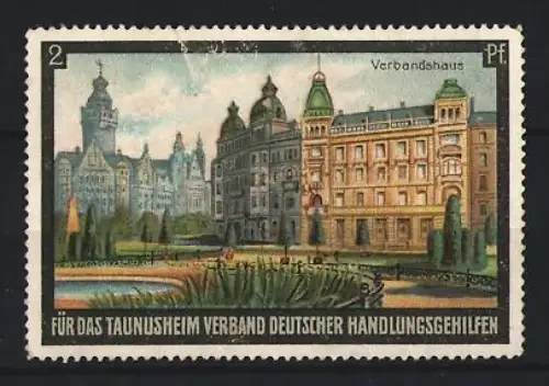 Reklamemarke Verband deutscher Handlungsgehilfen für das Taunusheim, Verbandshaus