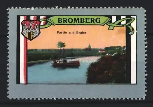Reklamemarke Bromberg, Partie a. d. Brahe, Flusspanorama