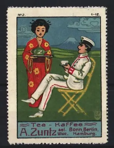 Reklamemarke Bonn & Berlin, A. Zuntz, Tee und Kaffee, japanische Teeservice-Szene